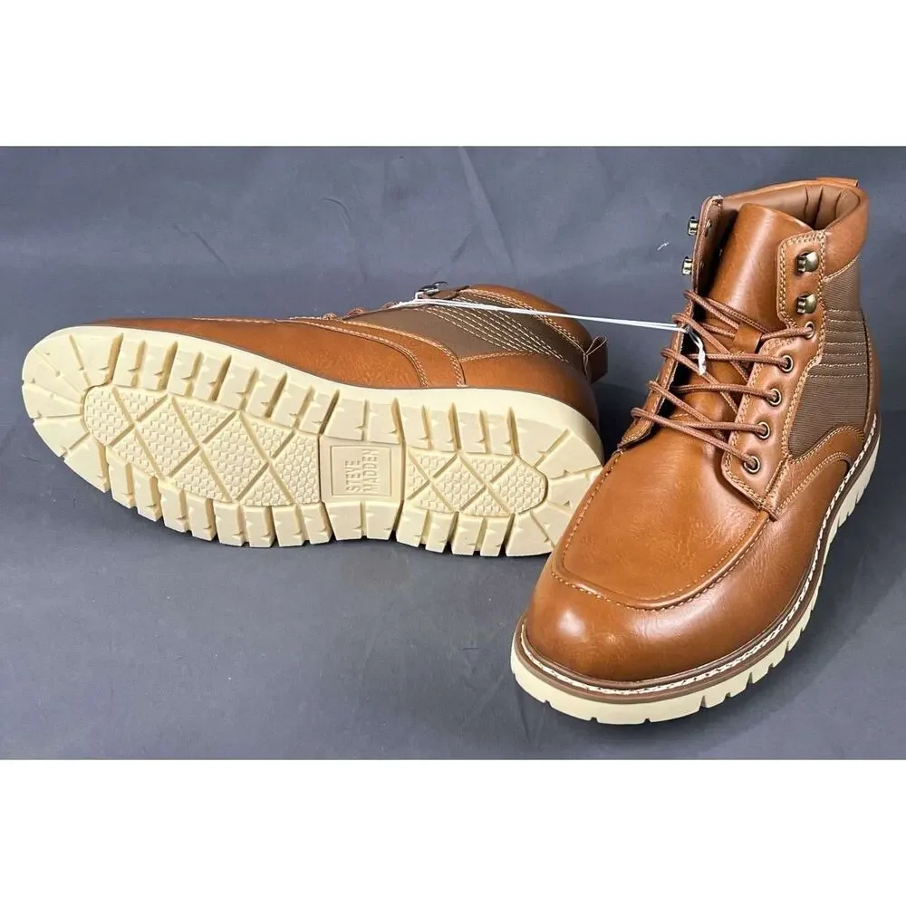 Steve Madden P-Bleeker Men Size 10 Cognac Chukka Boots OrthoLite Comfort NIB